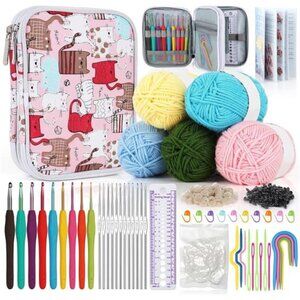 New Beginner Yarn for Crocheting and Knitting-Crochet Kit for Beginners
